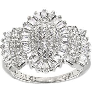 Cubic Zirconia Platinum Over Sterling Silver Ring sz 6
